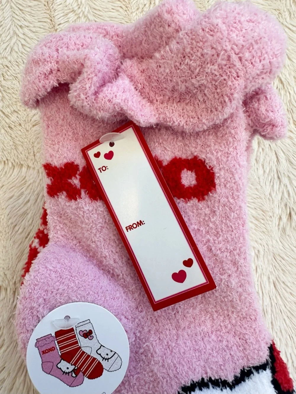 NEW Sanrio Hello Kitty Pack of 3 Valentine’s Day Gift Plush Socks - Picture 3 of 17